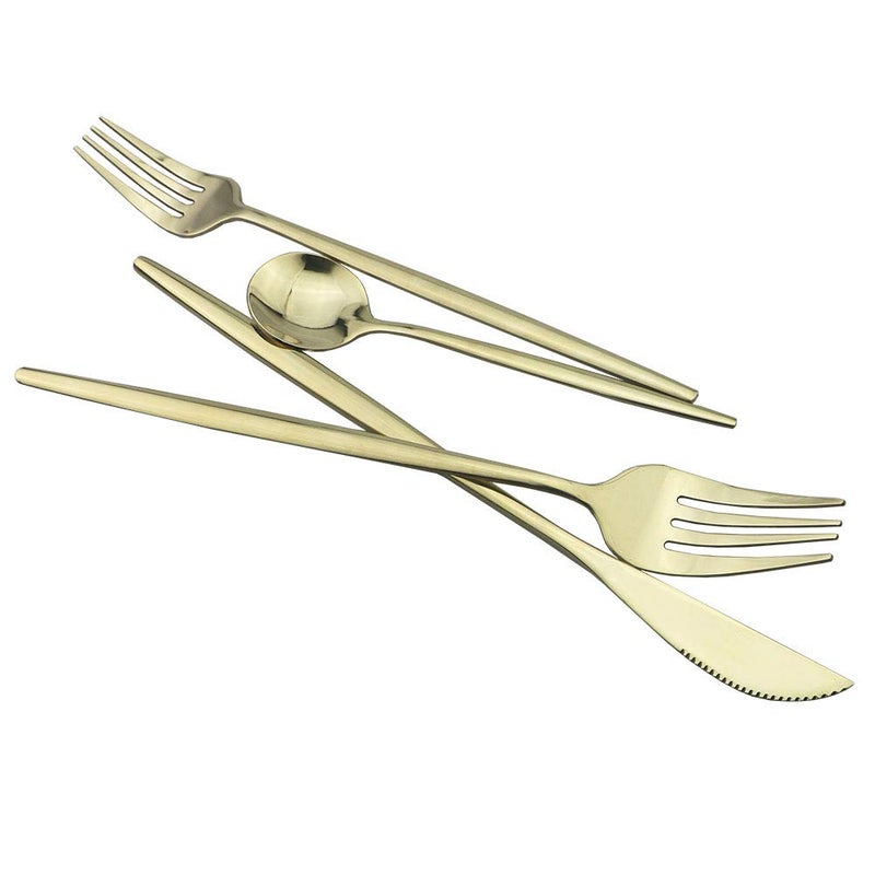 JASHII 24-Piece 304 Stainless Steel Flatware Cutlery Set for 6, Champagne Silverware Set, Mirror Finish, Ideal for Home Wedding Festival Party, Dishwasher Safe (Champagne gold) - Image 3